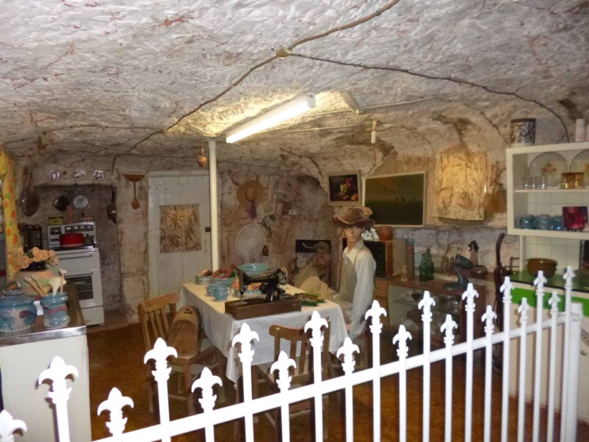 A surprisingly cozy-looking underground kitchen, now part of "Old Timers Mine"